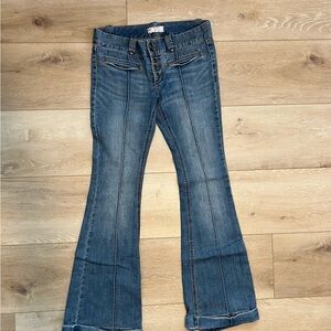 Free People Blue Flare Wide Leg Jeans -Low Rise